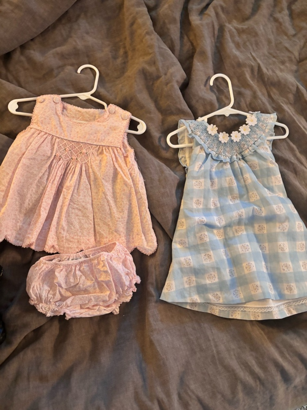 Girls' Pink Floral Smocked Tank One-Piece with Bloomers